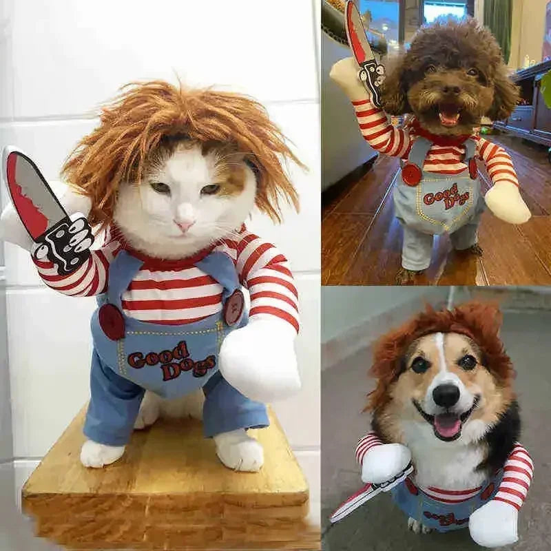 Funny Halloween Dog Costume For Small Medium Dogs Cats Adjustable Puppy Cosplay Party French Bulldog Chihuahua Pet Clothing
