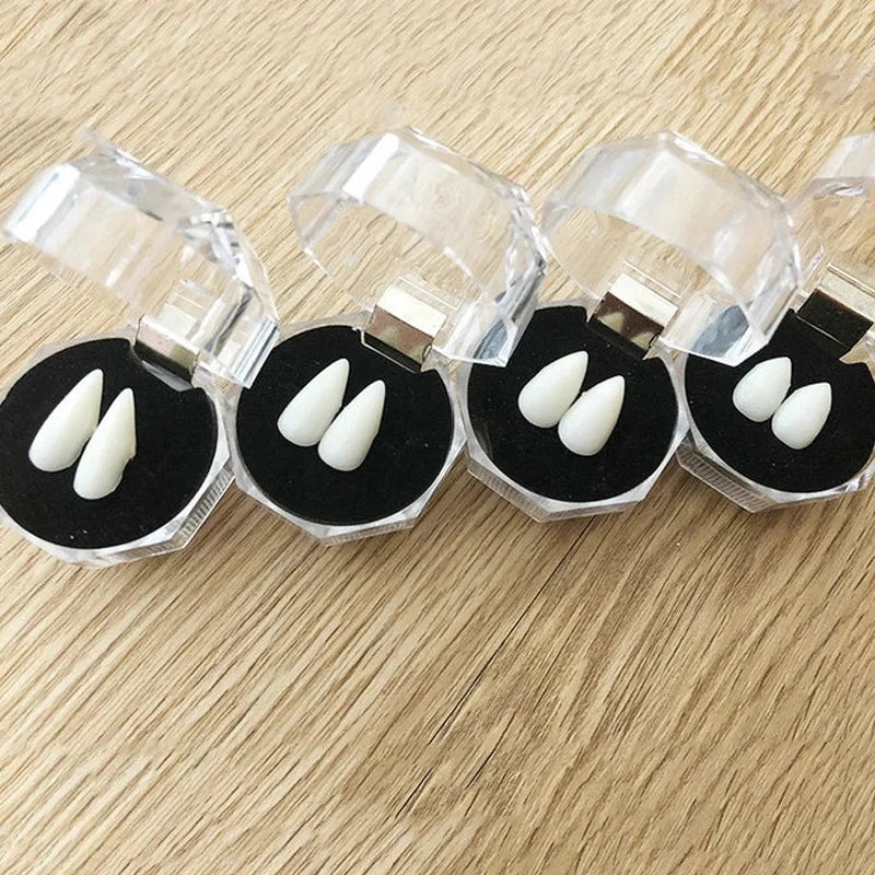 Vampire Teeth Fangs Dentures Props Halloween Costume Props False Teeth Solid Glue Denture Adhesive Halloween Party Decor